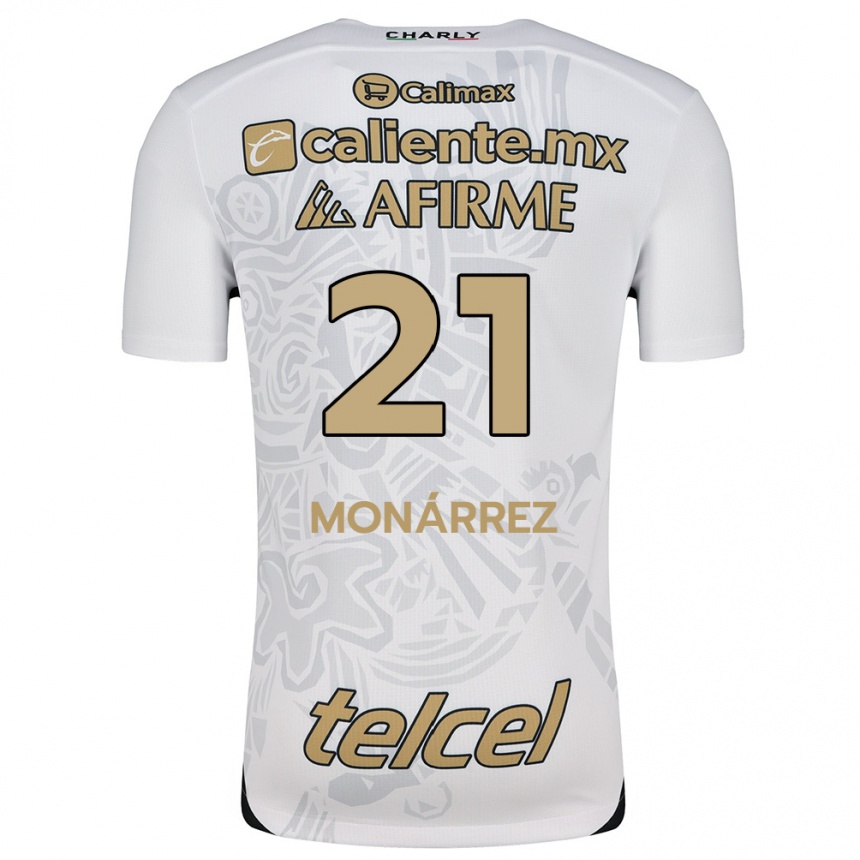 Kids Football Fernando Monárrez #21 White Black Away Jersey 2024/25 T-Shirt