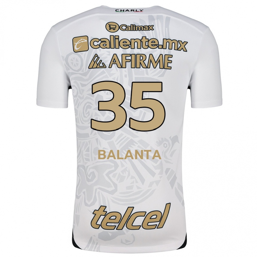 Kids Football Kevin Balanta #35 White Black Away Jersey 2024/25 T-Shirt