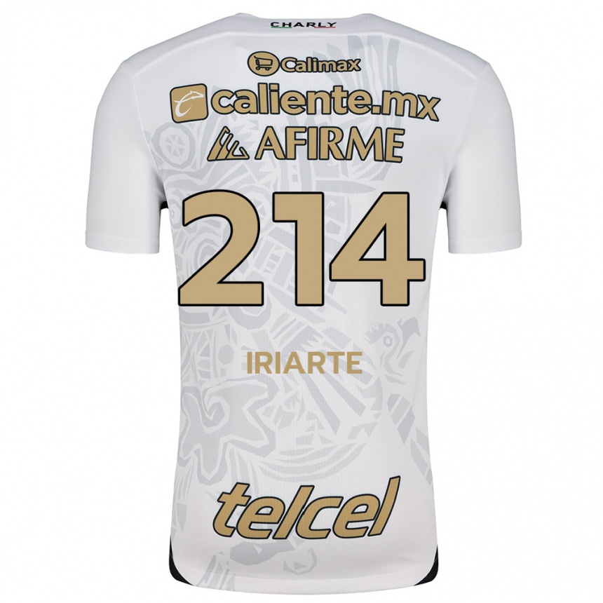 Kids Football Oliver Iriarte #214 White Black Away Jersey 2024/25 T-Shirt