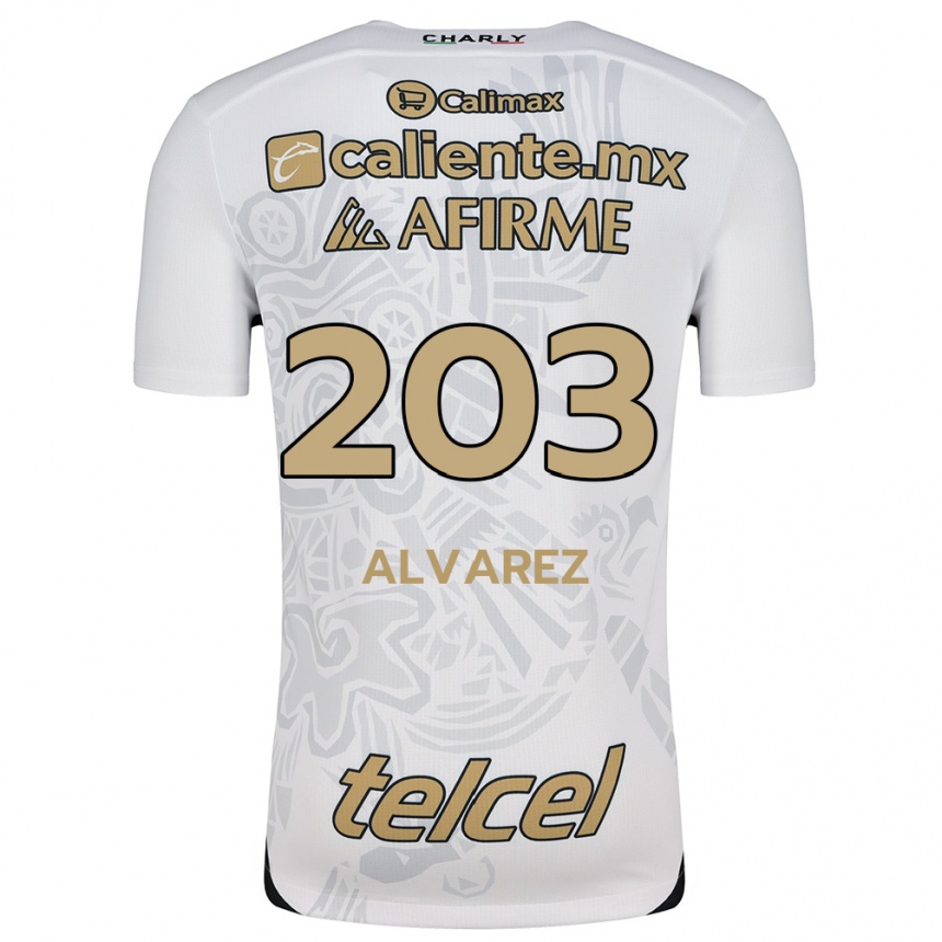 Kids Football Jaime Álvarez #203 White Black Away Jersey 2024/25 T-Shirt