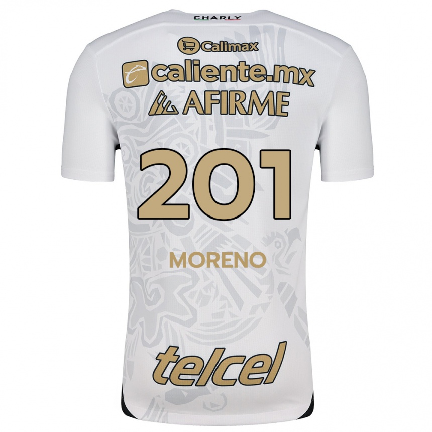 Kids Football Jesús Moreno #201 White Black Away Jersey 2024/25 T-Shirt