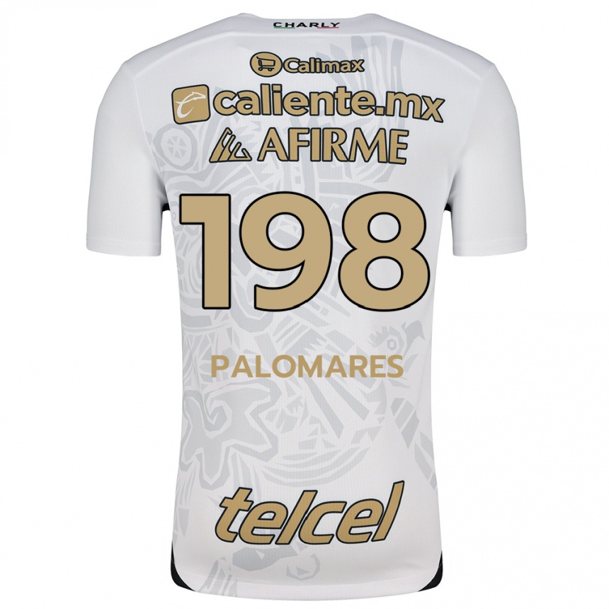 Kids Football Ramón Palomares #198 White Black Away Jersey 2024/25 T-Shirt