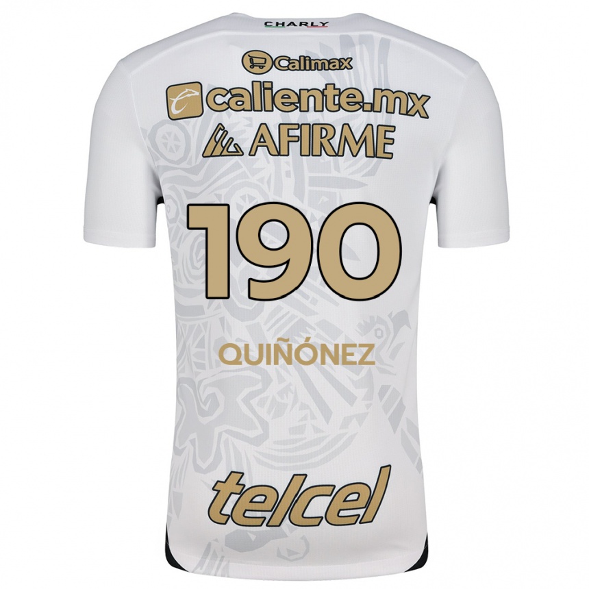 Kids Football Martín Quiñónez #190 White Black Away Jersey 2024/25 T-Shirt