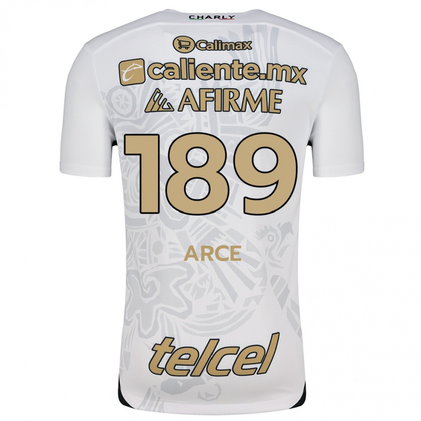 Kids Football Diego Arce #189 White Black Away Jersey 2024/25 T-Shirt