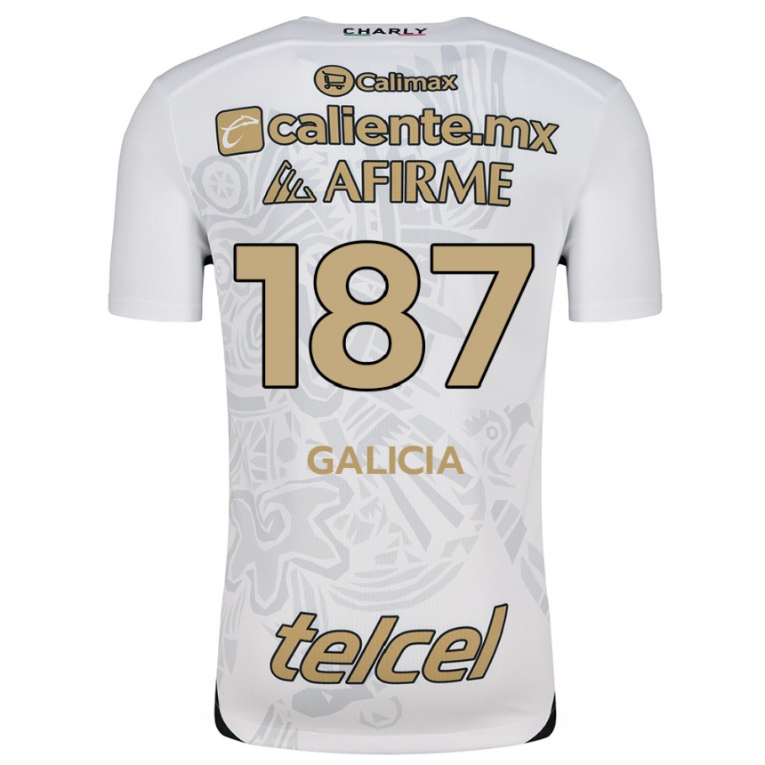 Kids Football Carlos Galicia #187 White Black Away Jersey 2024/25 T-Shirt