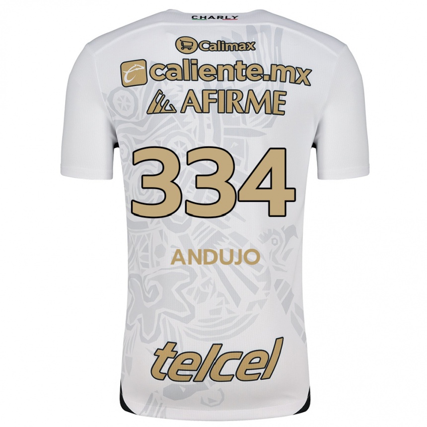 Kids Football Favio Andujo #334 White Black Away Jersey 2024/25 T-Shirt