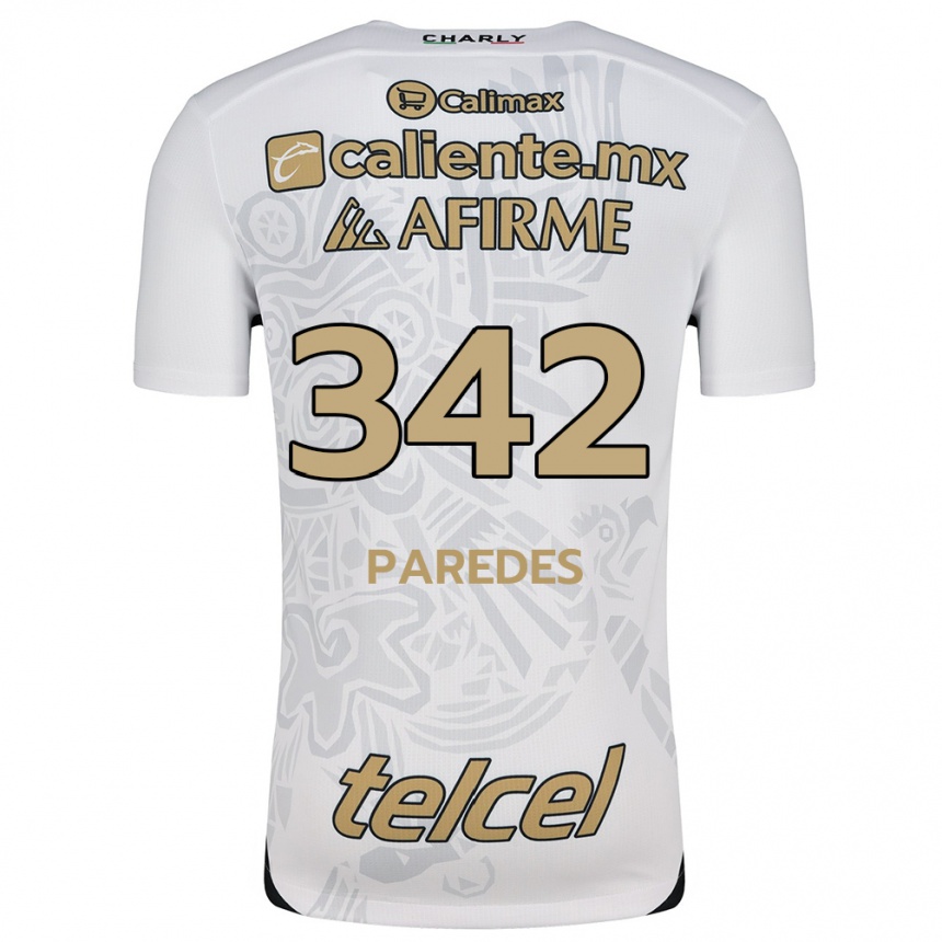 Kids Football Santiago Paredes #342 White Black Away Jersey 2024/25 T-Shirt