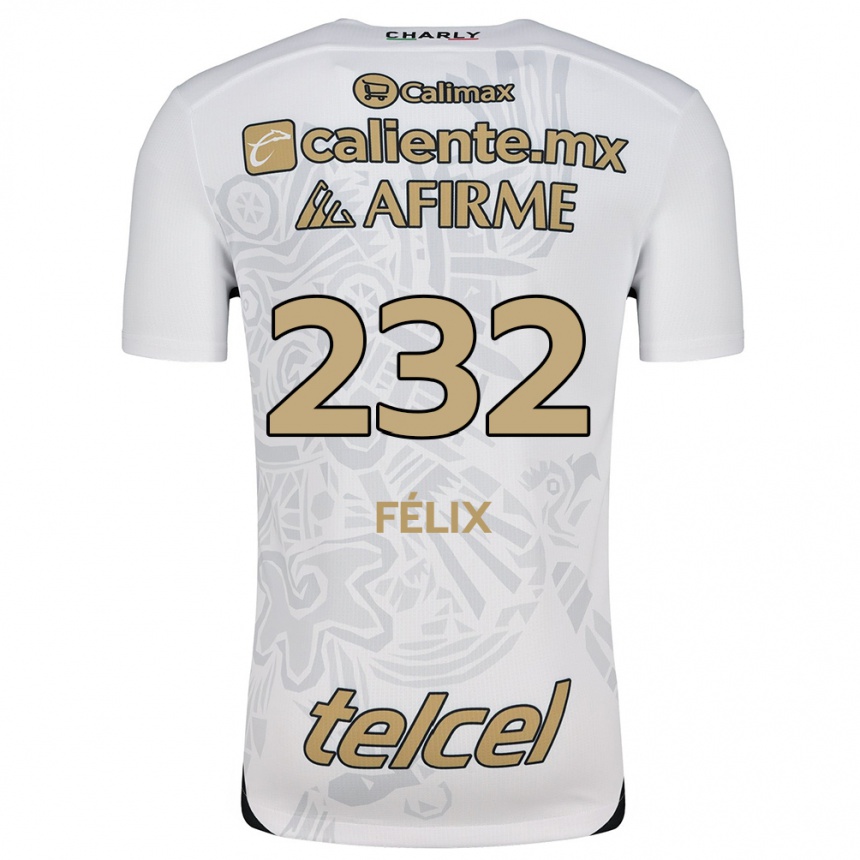 Kids Football Erick Félix #232 White Black Away Jersey 2024/25 T-Shirt