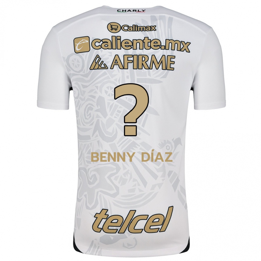 Kids Football Benny Díaz #0 White Black Away Jersey 2024/25 T-Shirt