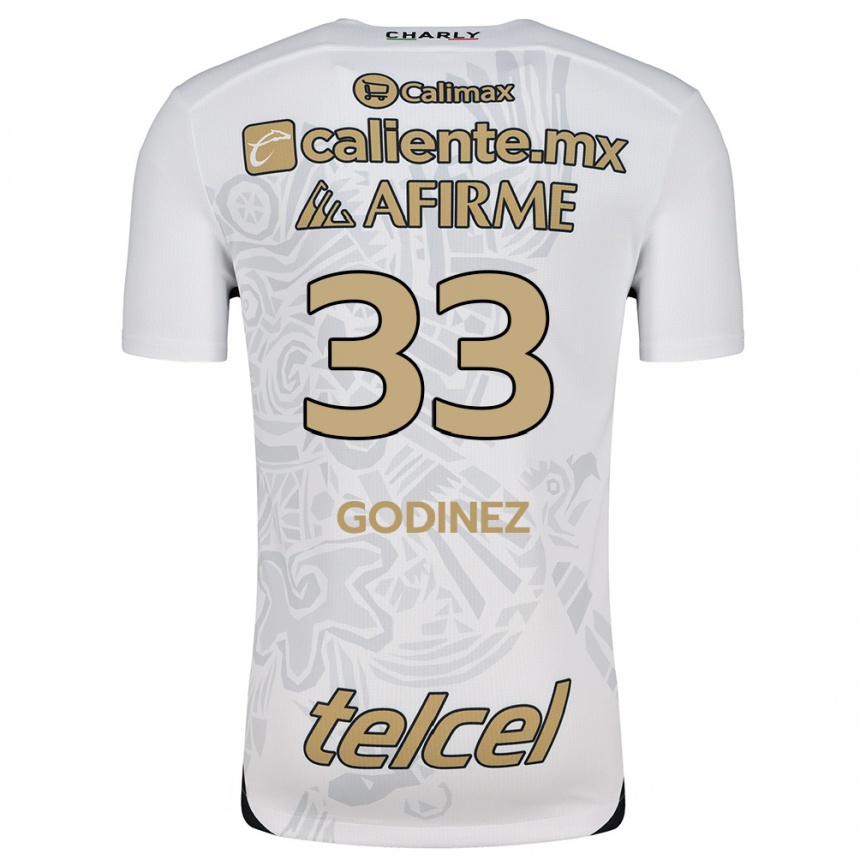 Kids Football Rodrigo Godínez #33 White Black Away Jersey 2024/25 T-Shirt