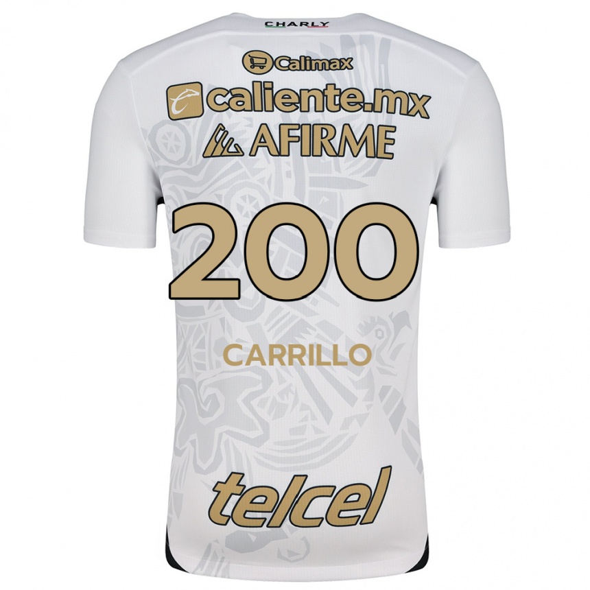 Kids Football Manuel Carrillo #200 White Black Away Jersey 2024/25 T-Shirt