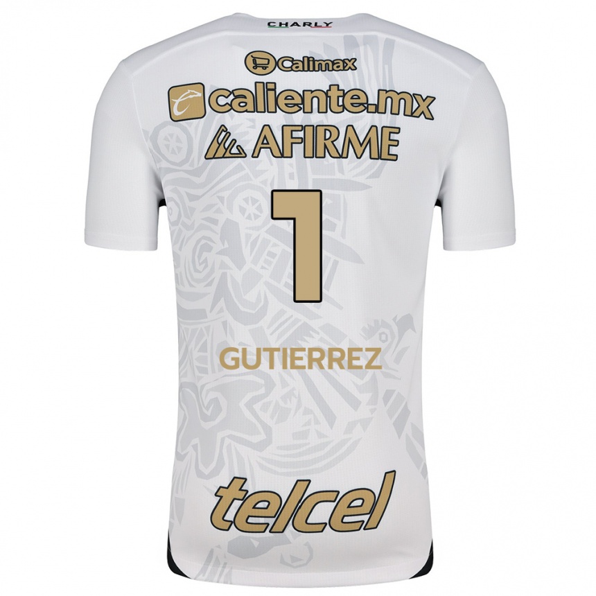 Kids Football Alejandra Gutiérrez #1 White Black Away Jersey 2024/25 T-Shirt