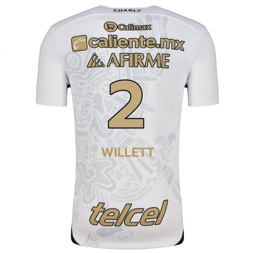 Kids Football Adyson Willett #2 White Black Away Jersey 2024/25 T-Shirt