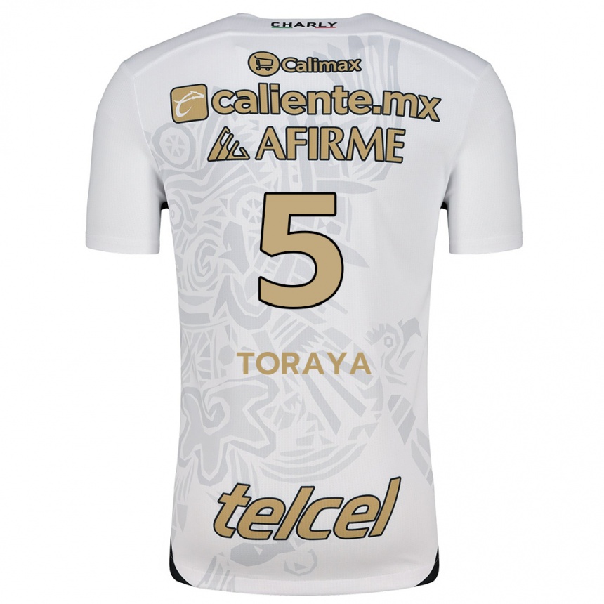 Kids Football Yadira Toraya #5 White Black Away Jersey 2024/25 T-Shirt