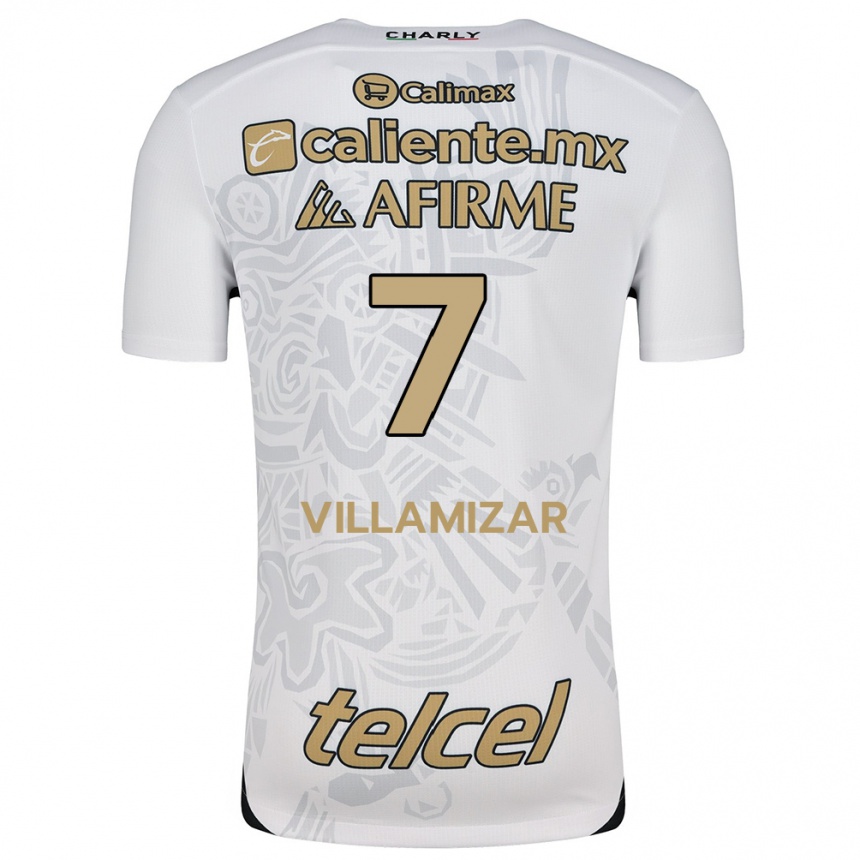 Kids Football Paola Villamizar #7 White Black Away Jersey 2024/25 T-Shirt