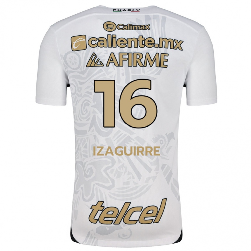 Kids Football Estefanía Izaguirre #16 White Black Away Jersey 2024/25 T-Shirt