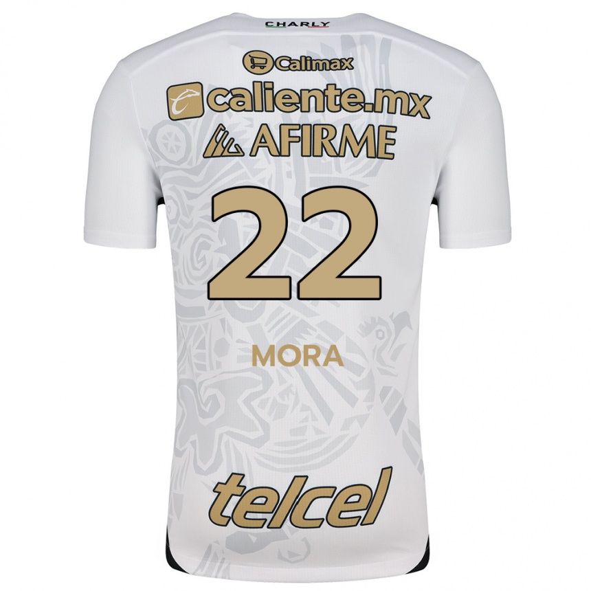 Kids Football Bianca Mora #22 White Black Away Jersey 2024/25 T-Shirt