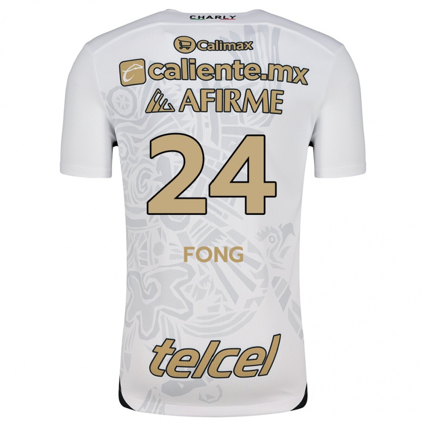 Kids Football Michel Fong #24 White Black Away Jersey 2024/25 T-Shirt