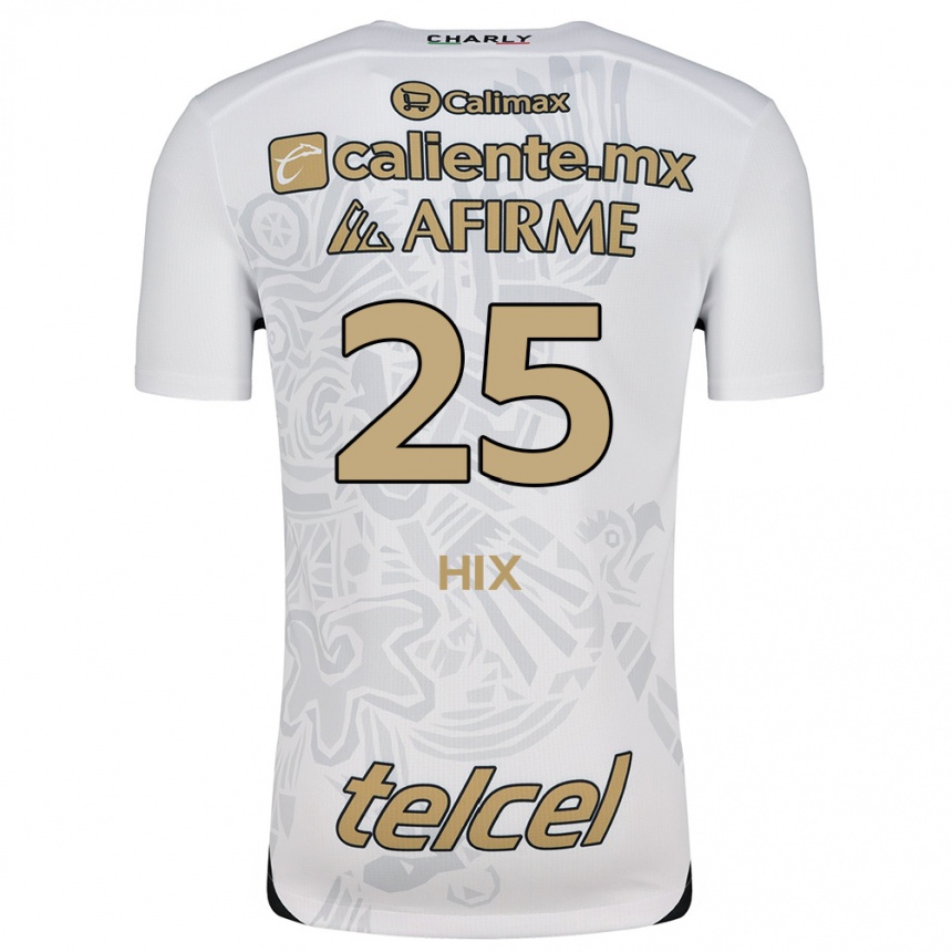 Kids Football Angelina Hix #25 White Black Away Jersey 2024/25 T-Shirt