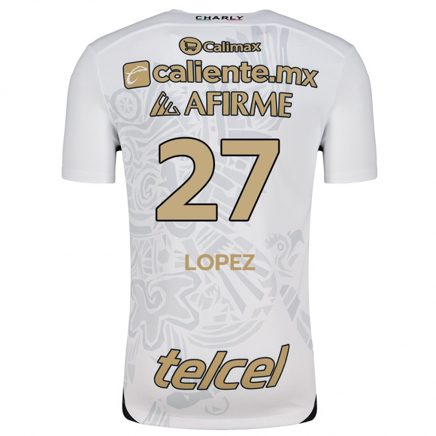 Kids Football Victoria López #27 White Black Away Jersey 2024/25 T-Shirt