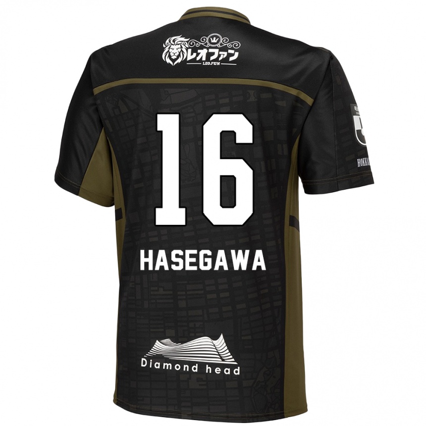 Kids Football Tatsuya Hasegawa #16 Black Green Away Jersey 2024/25 T-Shirt