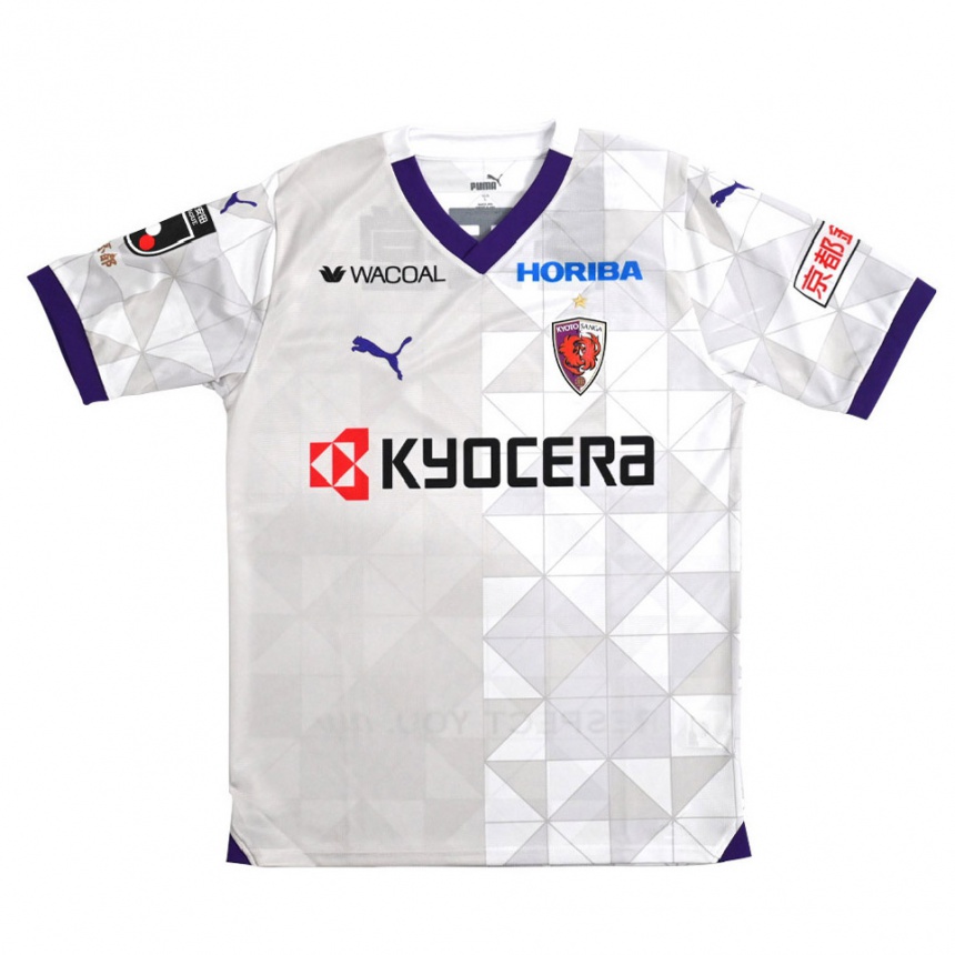 Kids Football Shohei Takeda #16 White Purple Away Jersey 2024/25 T-Shirt