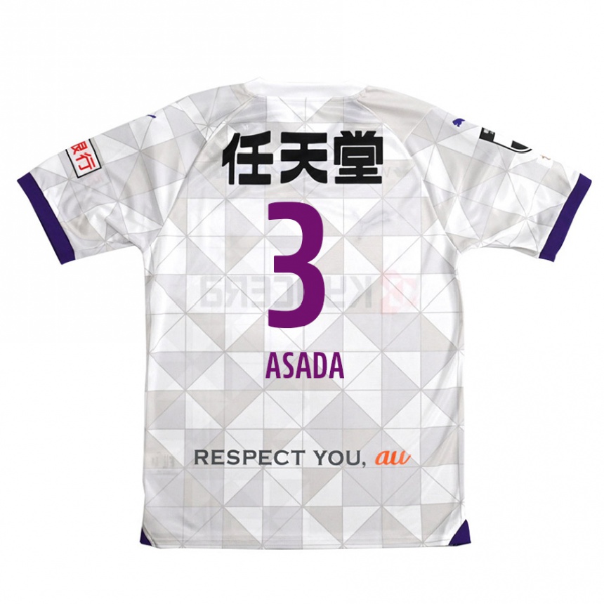 Kids Football Shogo Asada #3 White Purple Away Jersey 2024/25 T-Shirt