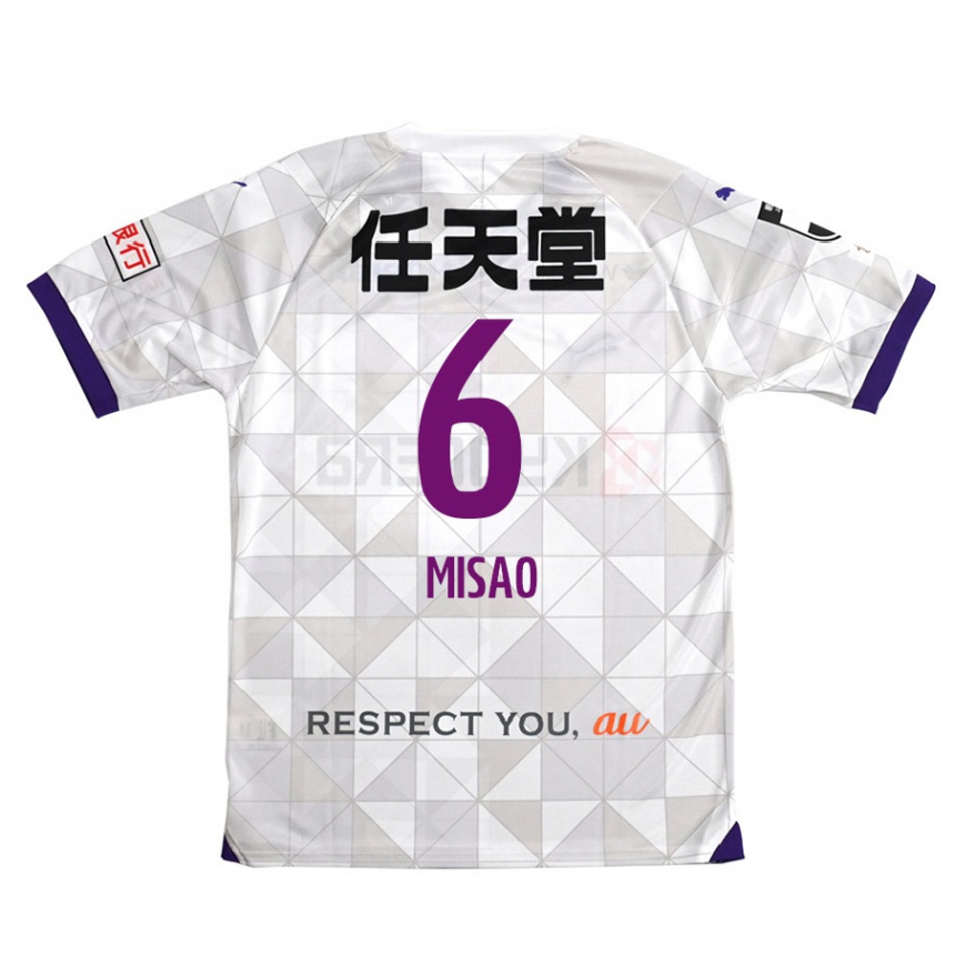 Kids Football Yuto Misao #6 White Purple Away Jersey 2024/25 T-Shirt