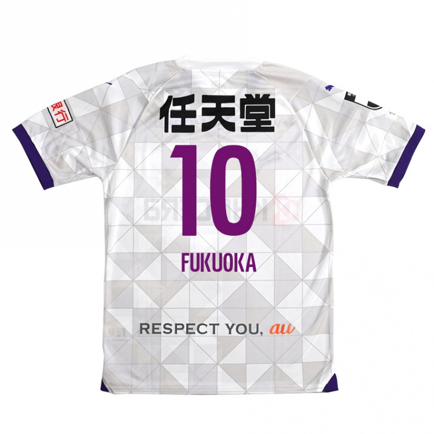 Kids Football Shimpei Fukuoka #10 White Purple Away Jersey 2024/25 T-Shirt