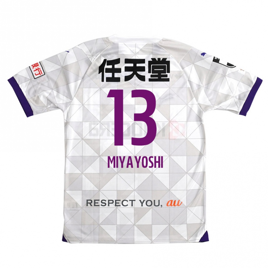 Kids Football Takumi Miyayoshi #13 White Purple Away Jersey 2024/25 T-Shirt