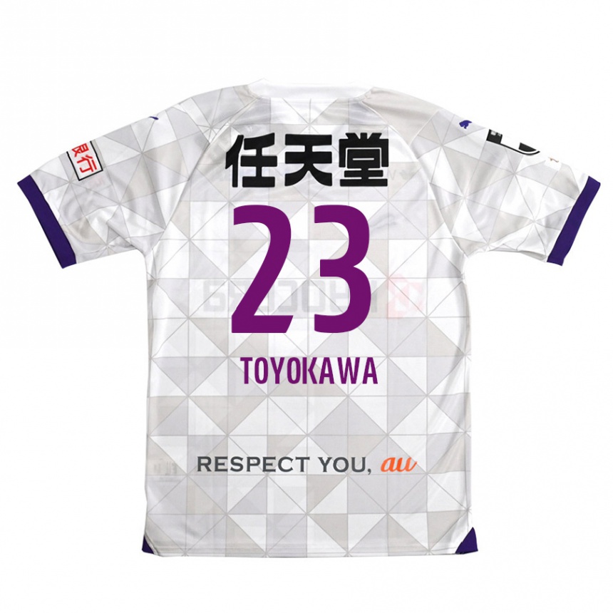 Kids Football Yuta Toyokawa #23 White Purple Away Jersey 2024/25 T-Shirt