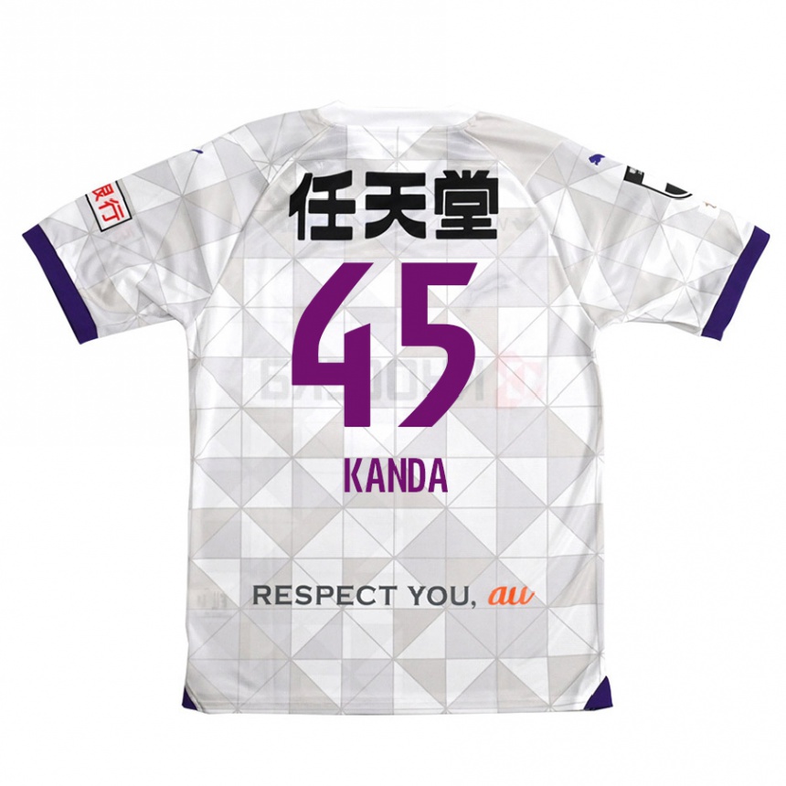 Kids Football Kotaro Kanda #45 White Purple Away Jersey 2024/25 T-Shirt