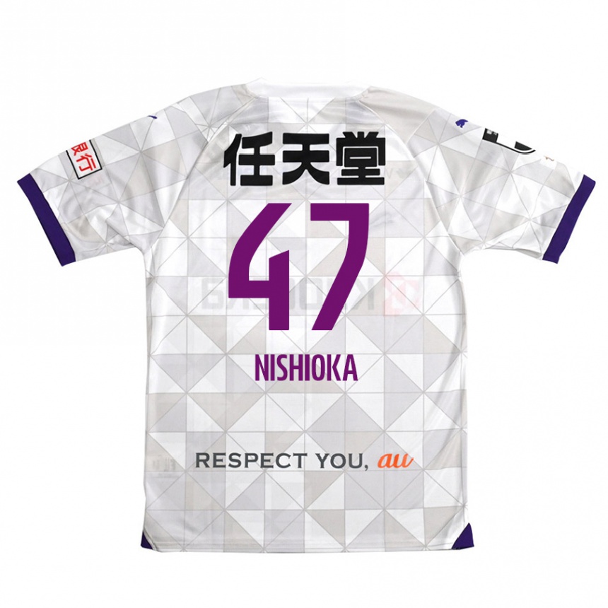 Kids Football Yuma Nishioka #47 White Purple Away Jersey 2024/25 T-Shirt