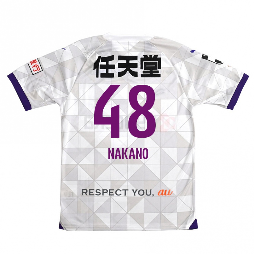 Kids Football Ryuma Nakano #48 White Purple Away Jersey 2024/25 T-Shirt