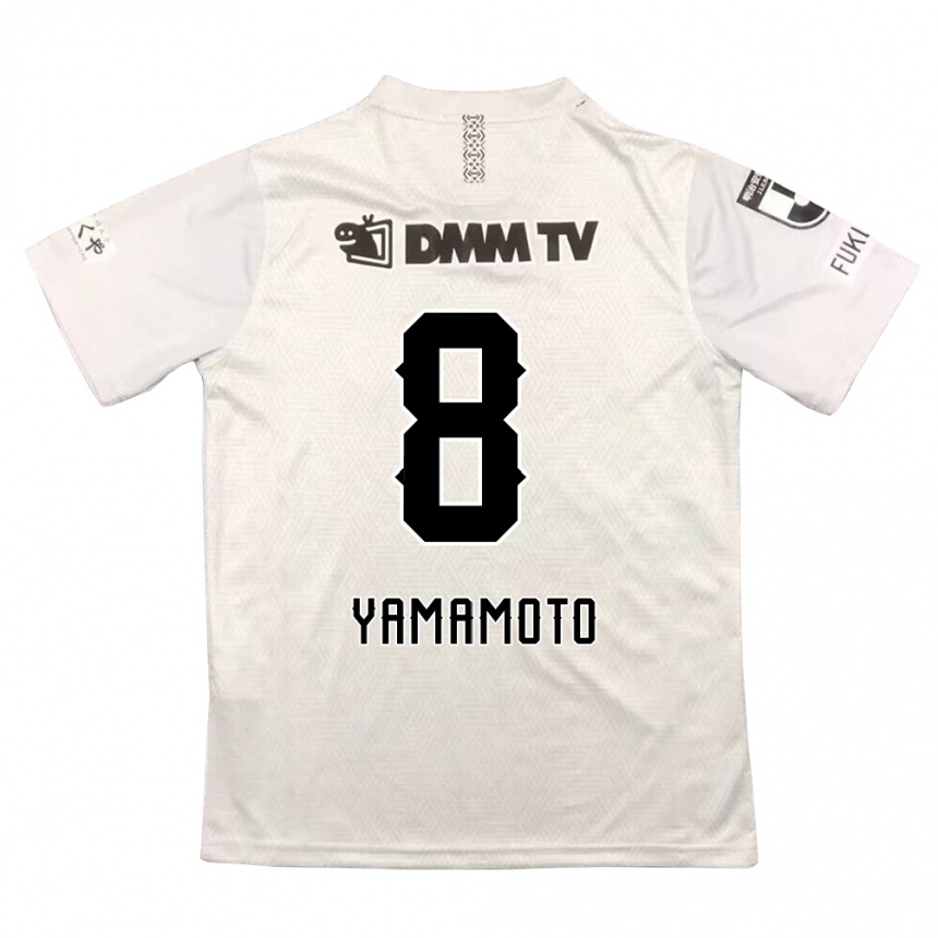 Kids Football Shunsuke Yamamoto #8 Gray Black Away Jersey 2024/25 T-Shirt