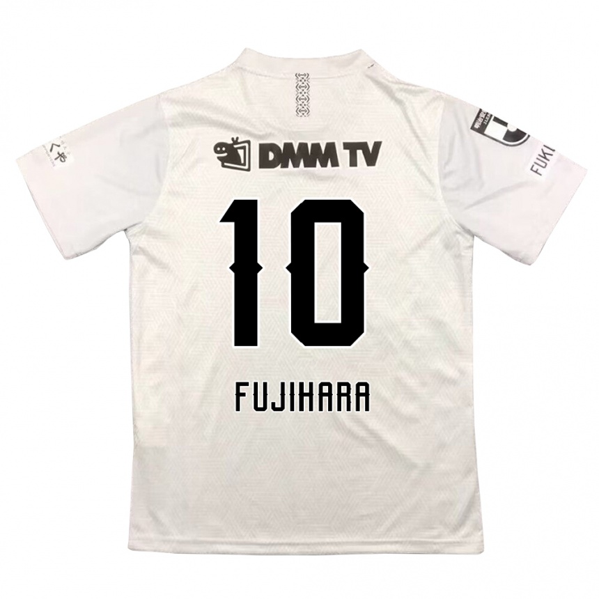 Kids Football Naoatsu Fujihara #10 Gray Black Away Jersey 2024/25 T-Shirt