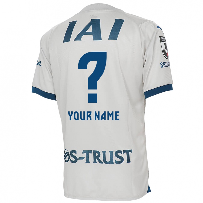 Kids Football Your Name #0 White Blue Away Jersey 2024/25 T-Shirt