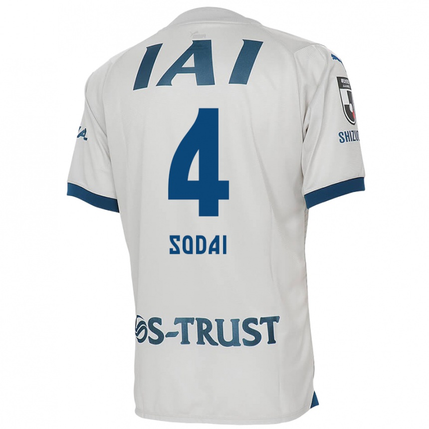 Kids Football Sodai Hasukawa #4 White Blue Away Jersey 2024/25 T-Shirt