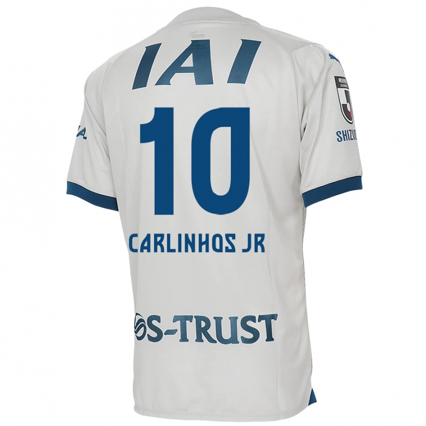 Kids Football Carlinhos Junior #10 White Blue Away Jersey 2024/25 T-Shirt