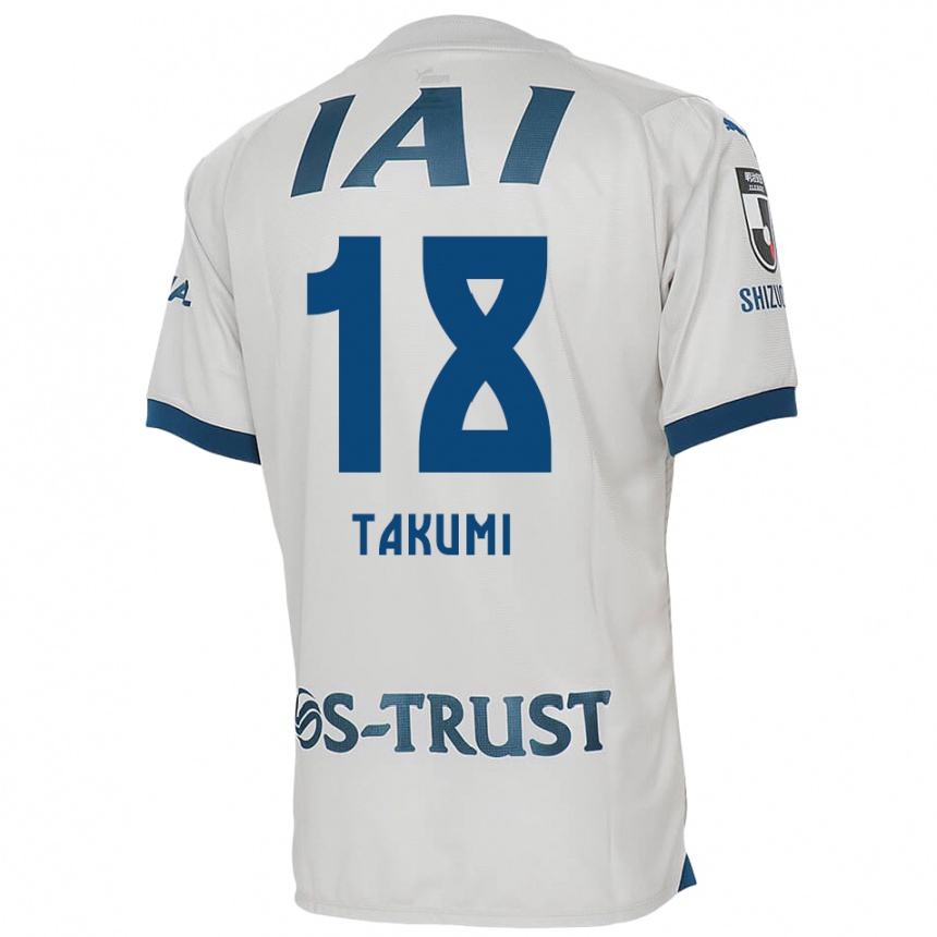 Kids Football Takumi Kato #18 White Blue Away Jersey 2024/25 T-Shirt