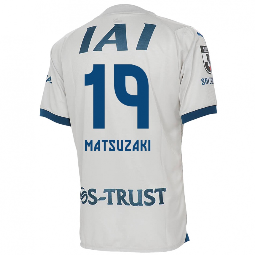 Kids Football Kai Matsuzaki #19 White Blue Away Jersey 2024/25 T-Shirt