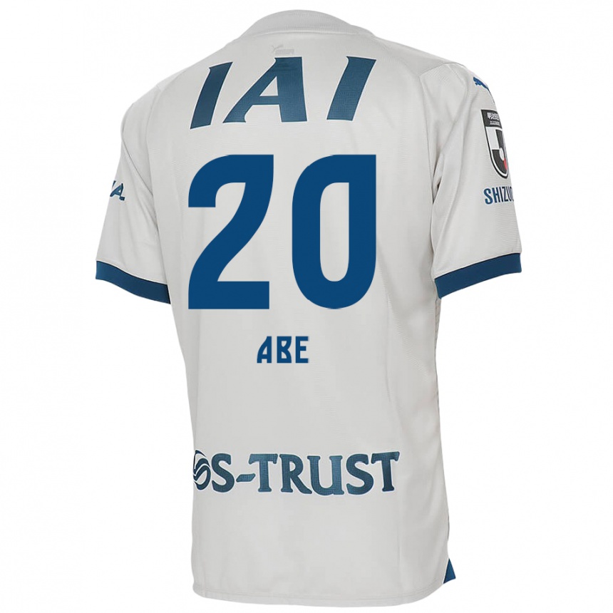 Kids Football Ryoya Abe #20 White Blue Away Jersey 2024/25 T-Shirt