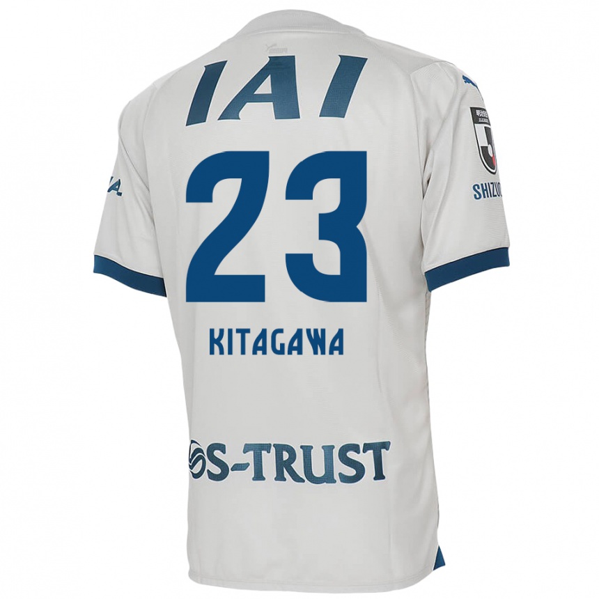 Kids Football Koya Kitagawa #23 White Blue Away Jersey 2024/25 T-Shirt