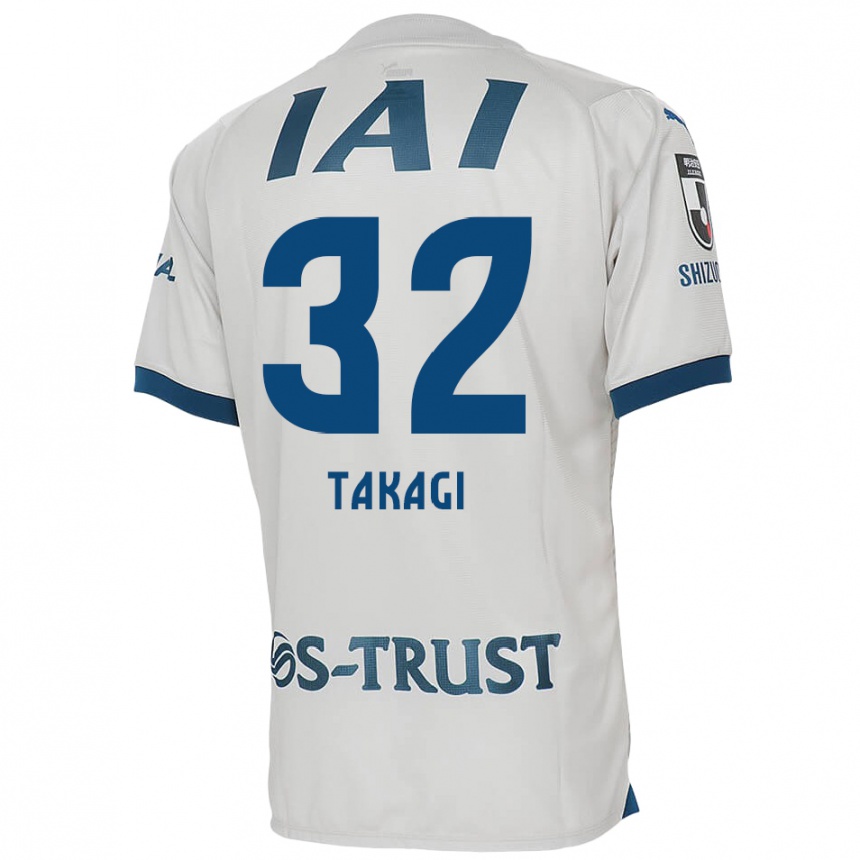 Kids Football Sen Takagi #32 White Blue Away Jersey 2024/25 T-Shirt