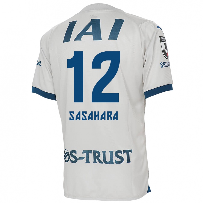 Kids Football Kenshin Sasahara #12 White Blue Away Jersey 2024/25 T-Shirt