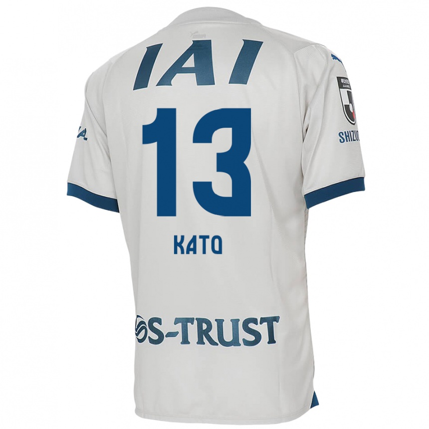 Kids Football Daiya Kato #13 White Blue Away Jersey 2024/25 T-Shirt