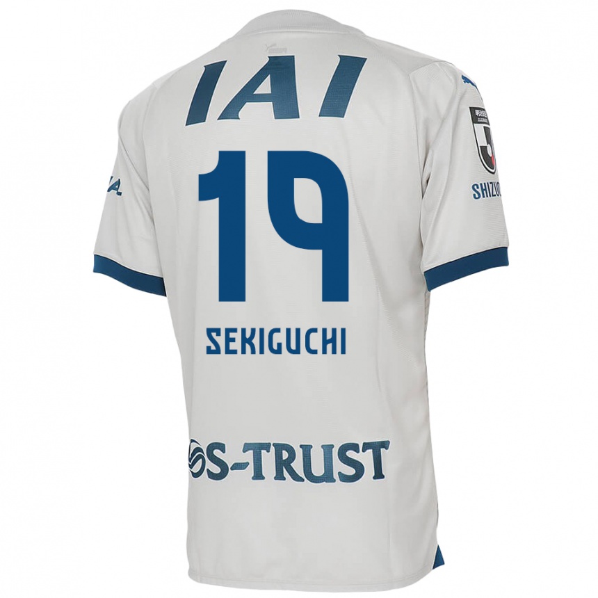 Kids Football Kota Sekiguchi #19 White Blue Away Jersey 2024/25 T-Shirt