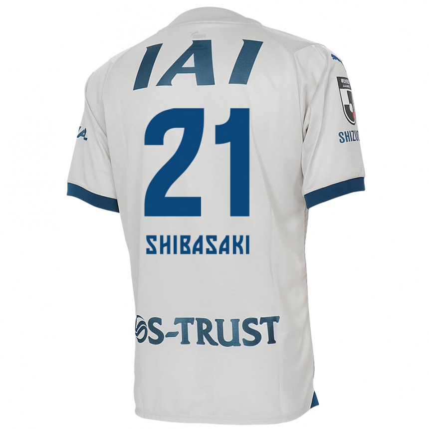 Kids Football Kaito Shibasaki #21 White Blue Away Jersey 2024/25 T-Shirt