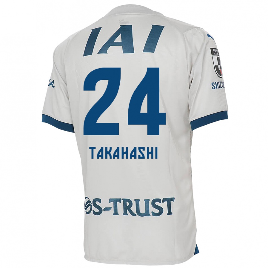 Kids Football Yuzuki Takahashi #24 White Blue Away Jersey 2024/25 T-Shirt