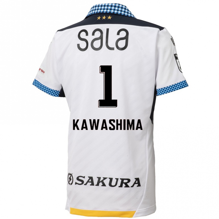 Kids Football Eiji Kawashima #1 White Black Away Jersey 2024/25 T-Shirt